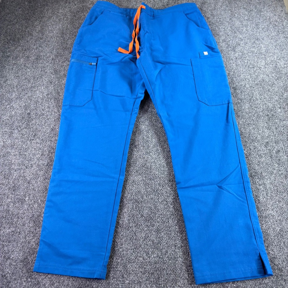 FIGS Scrub Pants Men Medium Petite Blue TW2000P Cargo Pockets Medical Nursing